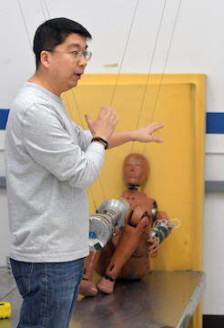 faculty showing BME automotive safety lab